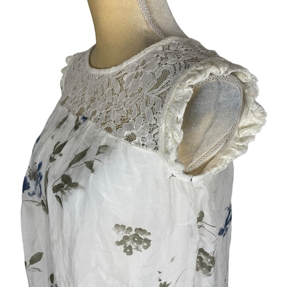 Bellambra 100% silk floral lace sleeveless lined blouse made in Italy Size L NWT - Picture 3 of 12
